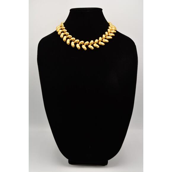 Anne Klein Vintage Chunky Collar Necklace Heavy Brushed Gold Satin Signed BinY - Picture 3 of 12